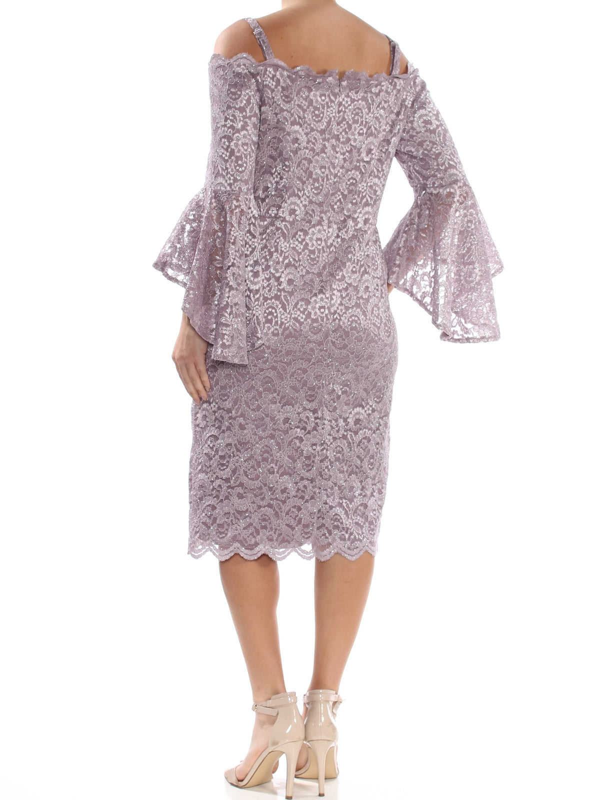 Purple Lace Bell Sleeve Shift Dress B952