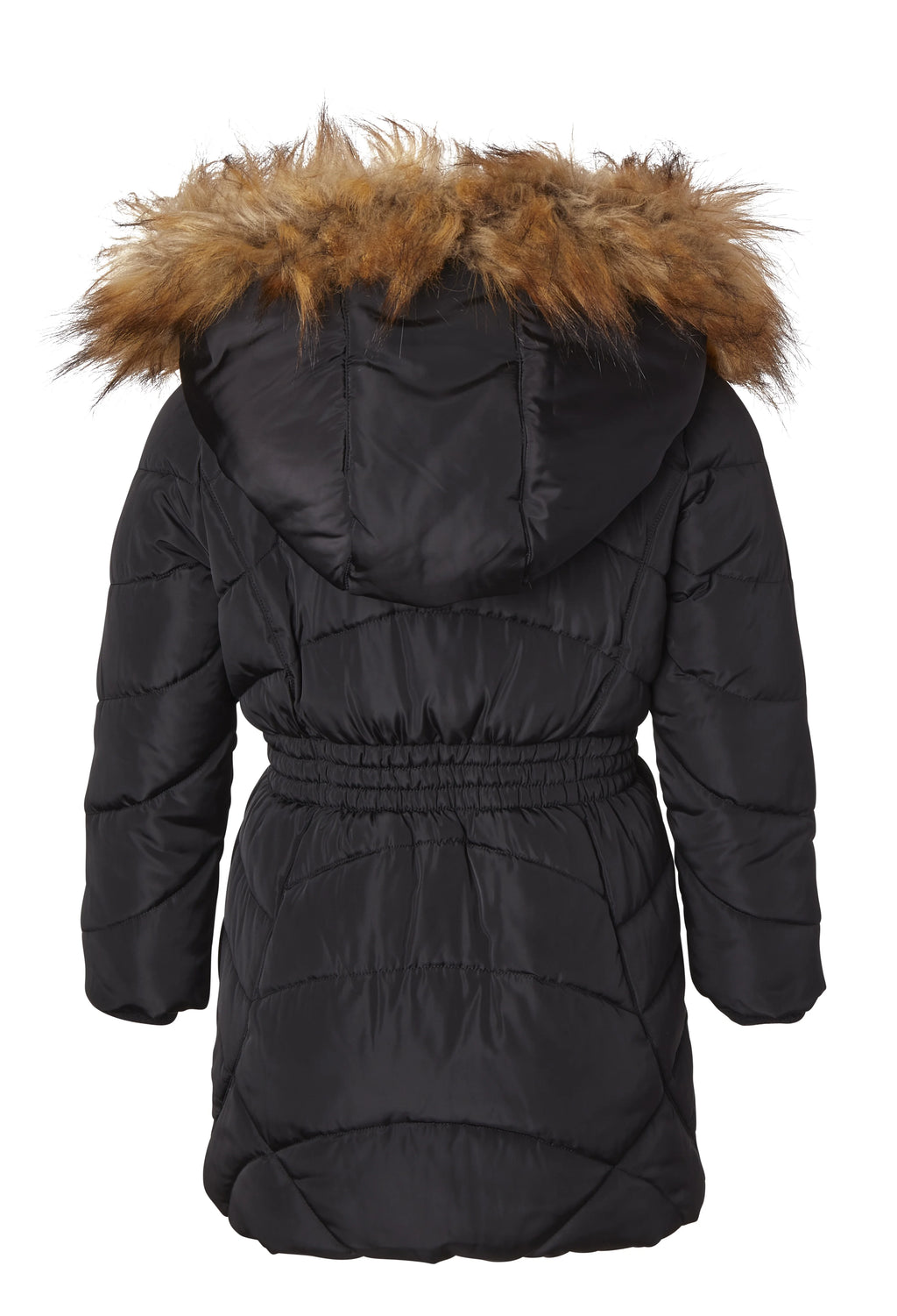 Girls Fleece Lined Quilted Hood Winter Puffer Jacket Coats - Black (5/6) M5723