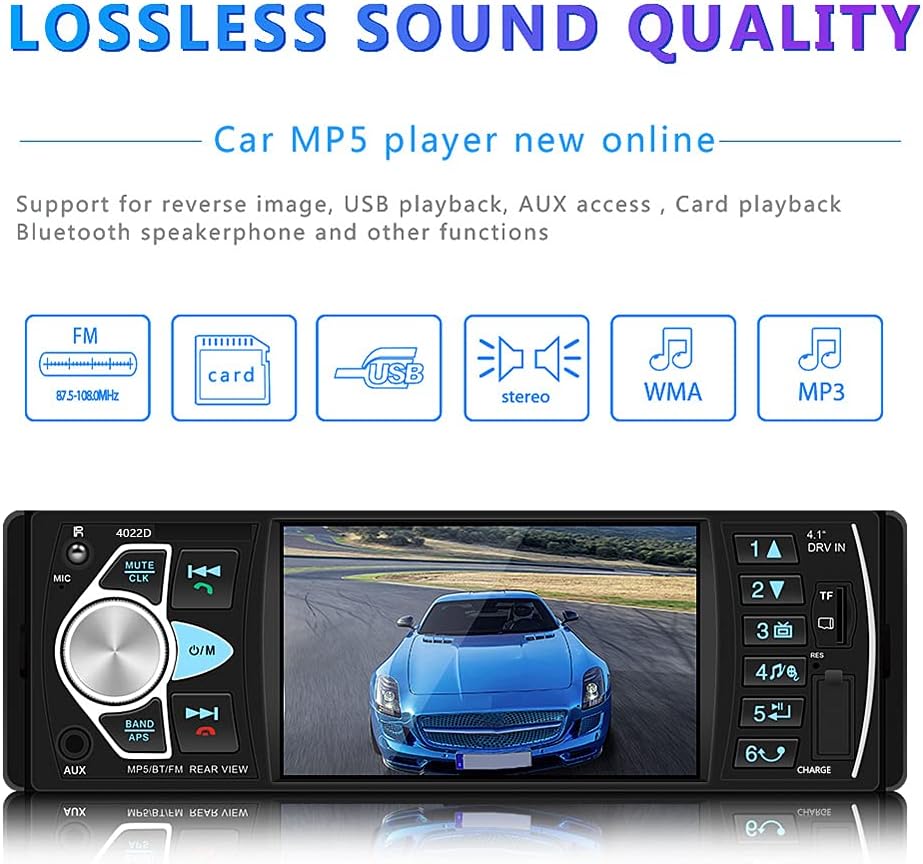 4.1 '' HD Screen Single Din Car Stereo with Bluetooth FM Radio Receiver A703