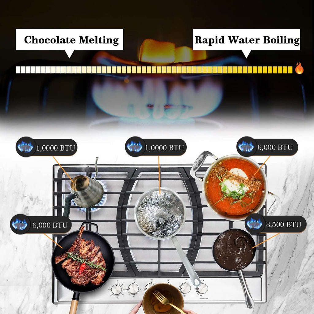 30 Inch 5 Burner Stainless Steel Gas Cooktop I26993