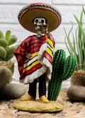 Skeleton Statue with Poncho Sombrero Cigar M158