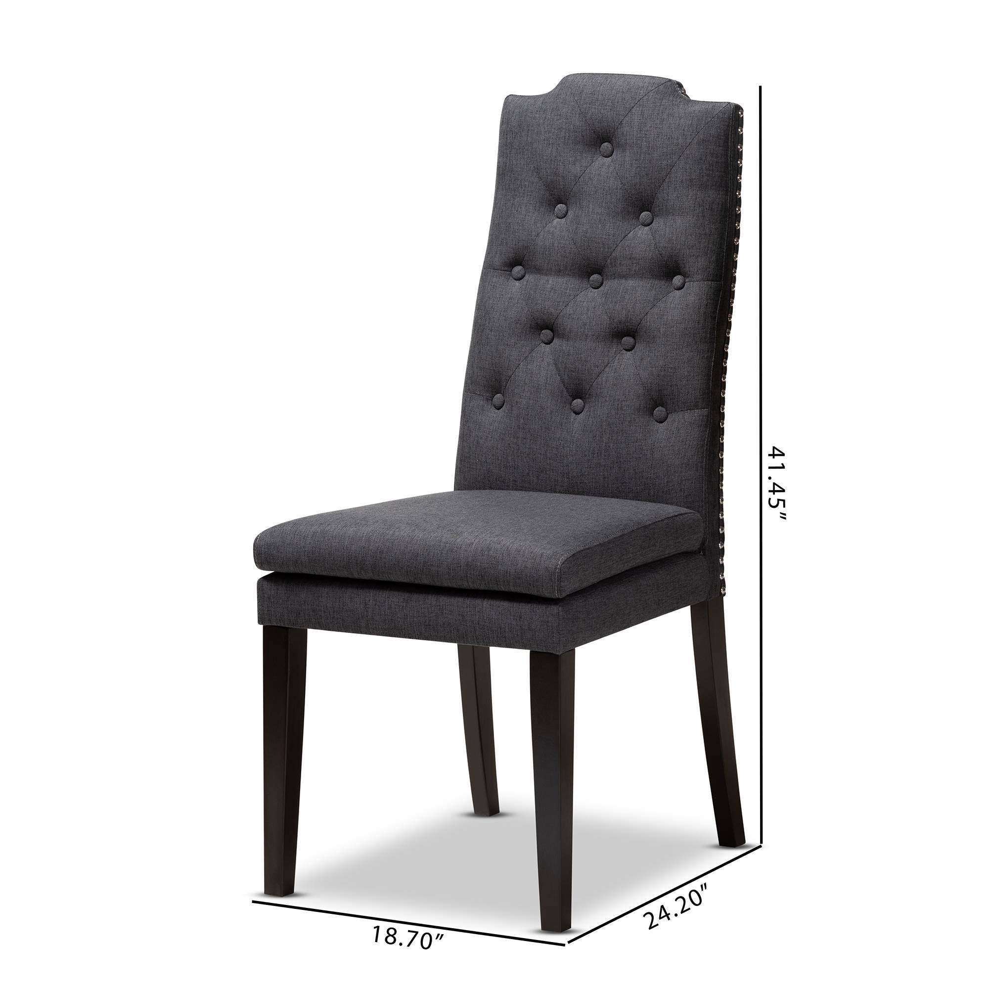 Charcoal Button Tufted Set of 2 Wood Dining Chair L989405
