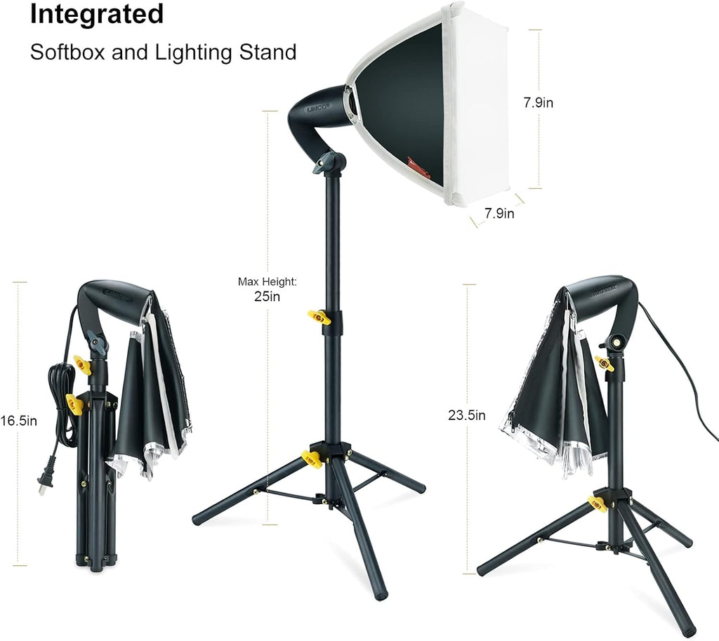 Studio Lighting Softbox Lights Kit 8x8 inch 3-Color LED Bulb Pack of 2 G6945