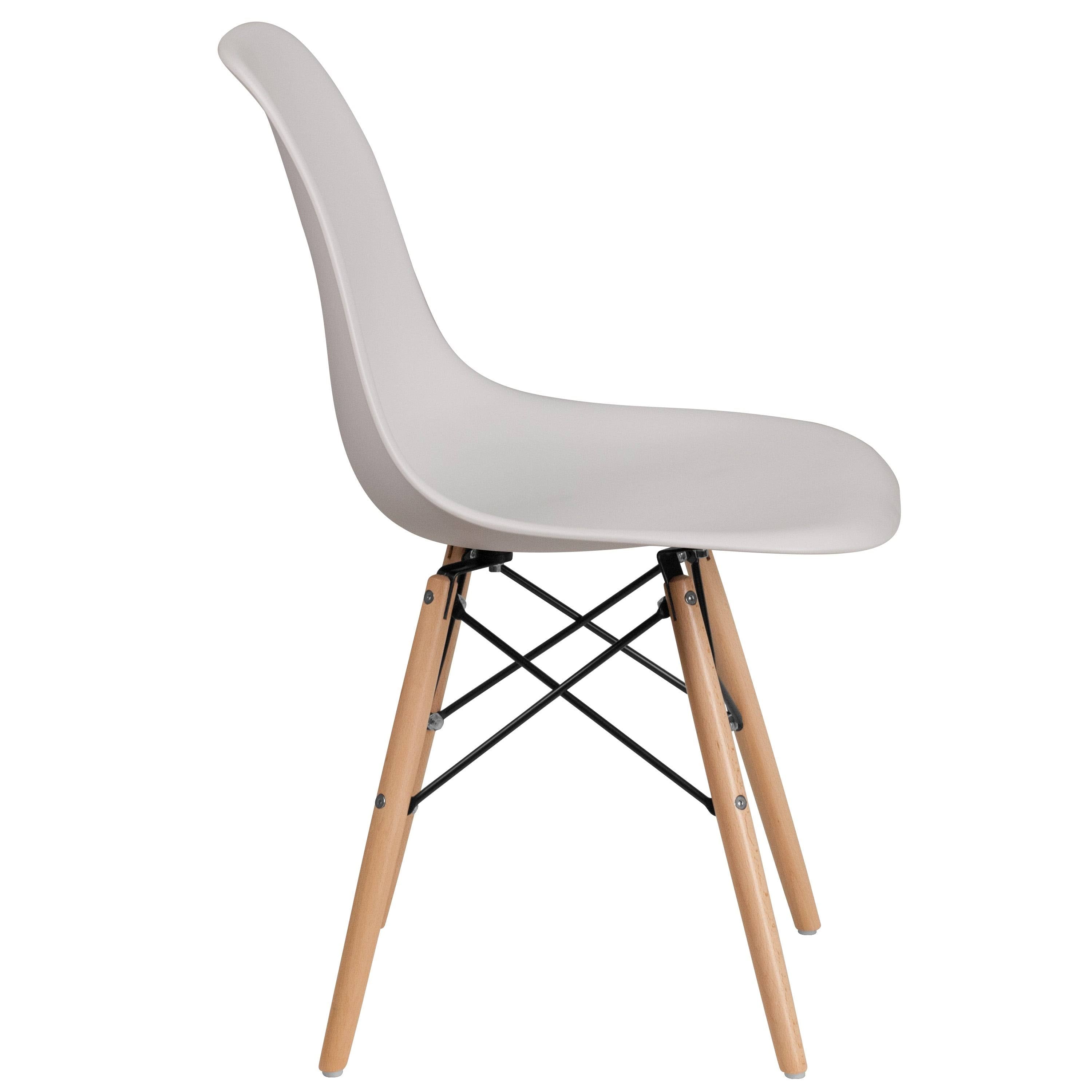 Orange Plastic Chair with Wood Base S508697