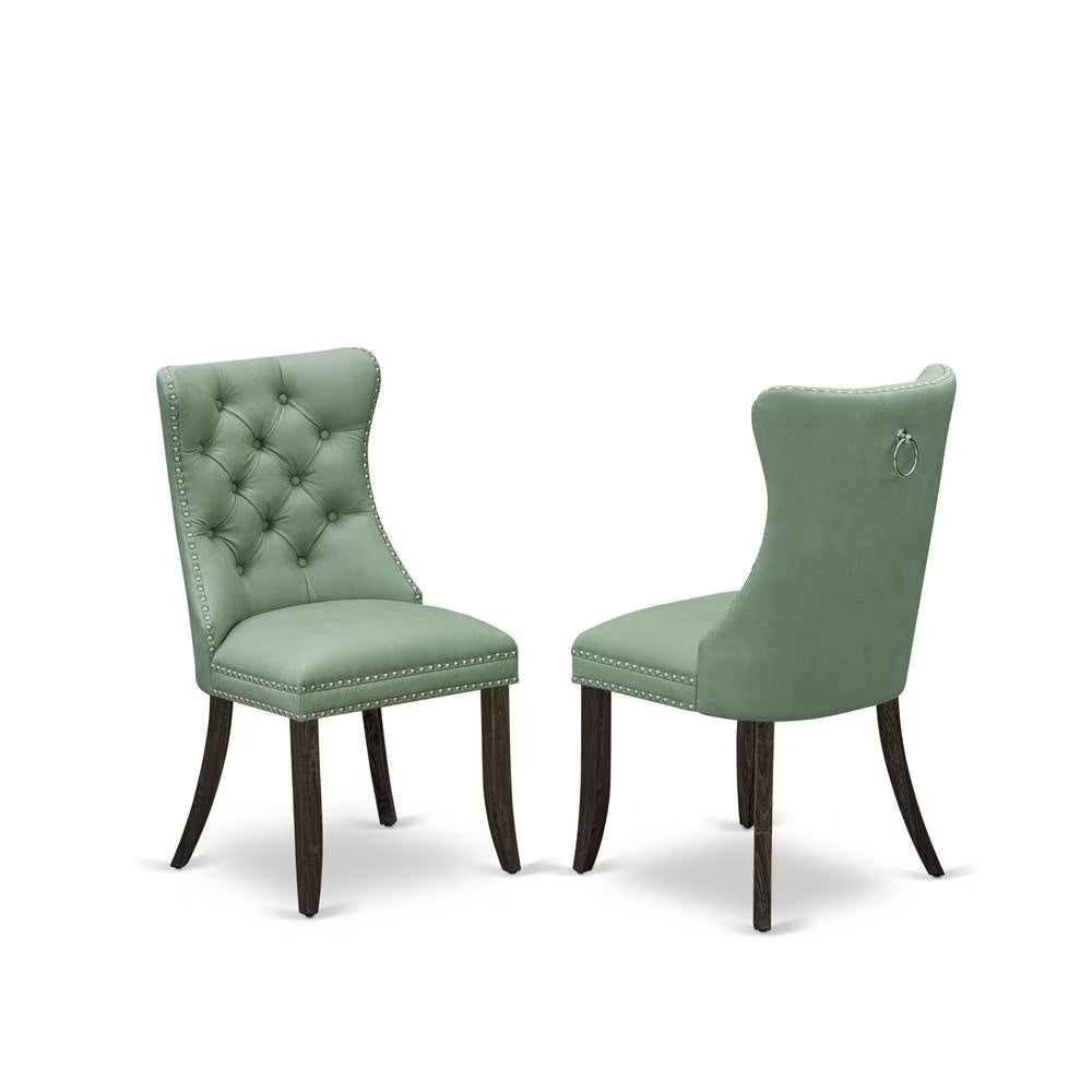 Willow Green faux leather Padded Dining Chairs, Set of 2 L172211