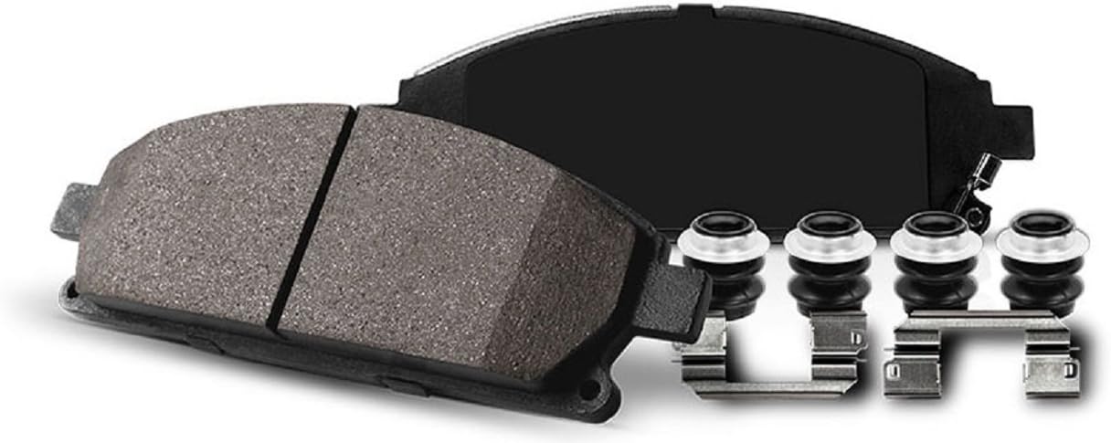 Front and Rear Carbon Fiber Brake Pads with Drilled & Slotted Brake Rotors Kit B505