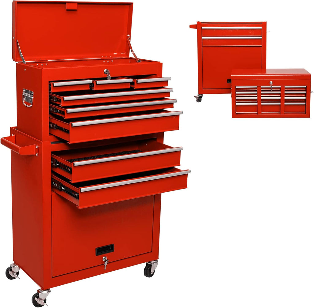 Blue 8-Drawer Rolling Tool Chest with 4 Wheels and 2 Lock Top Chest A658850