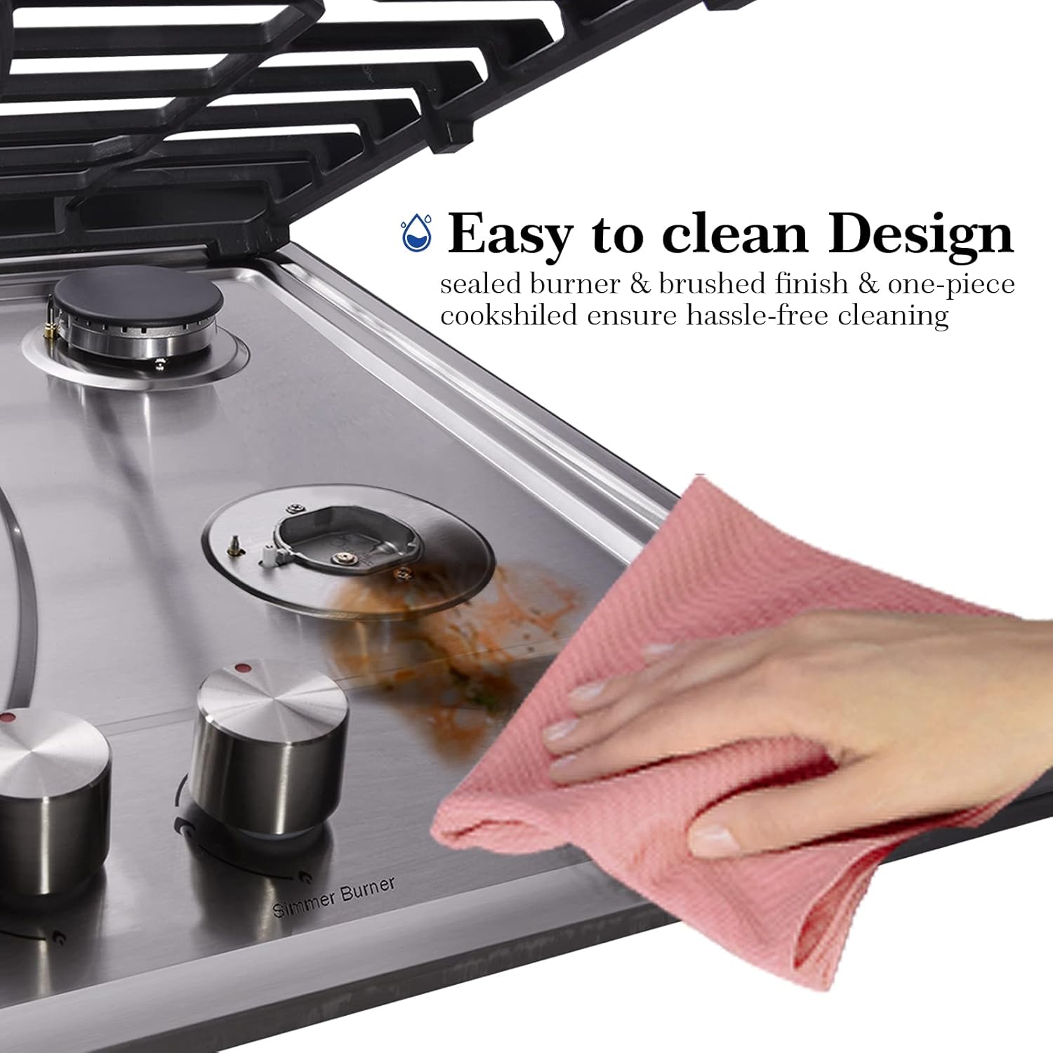 30 Inch 5 Burner Stainless Steel Gas Cooktop I26993