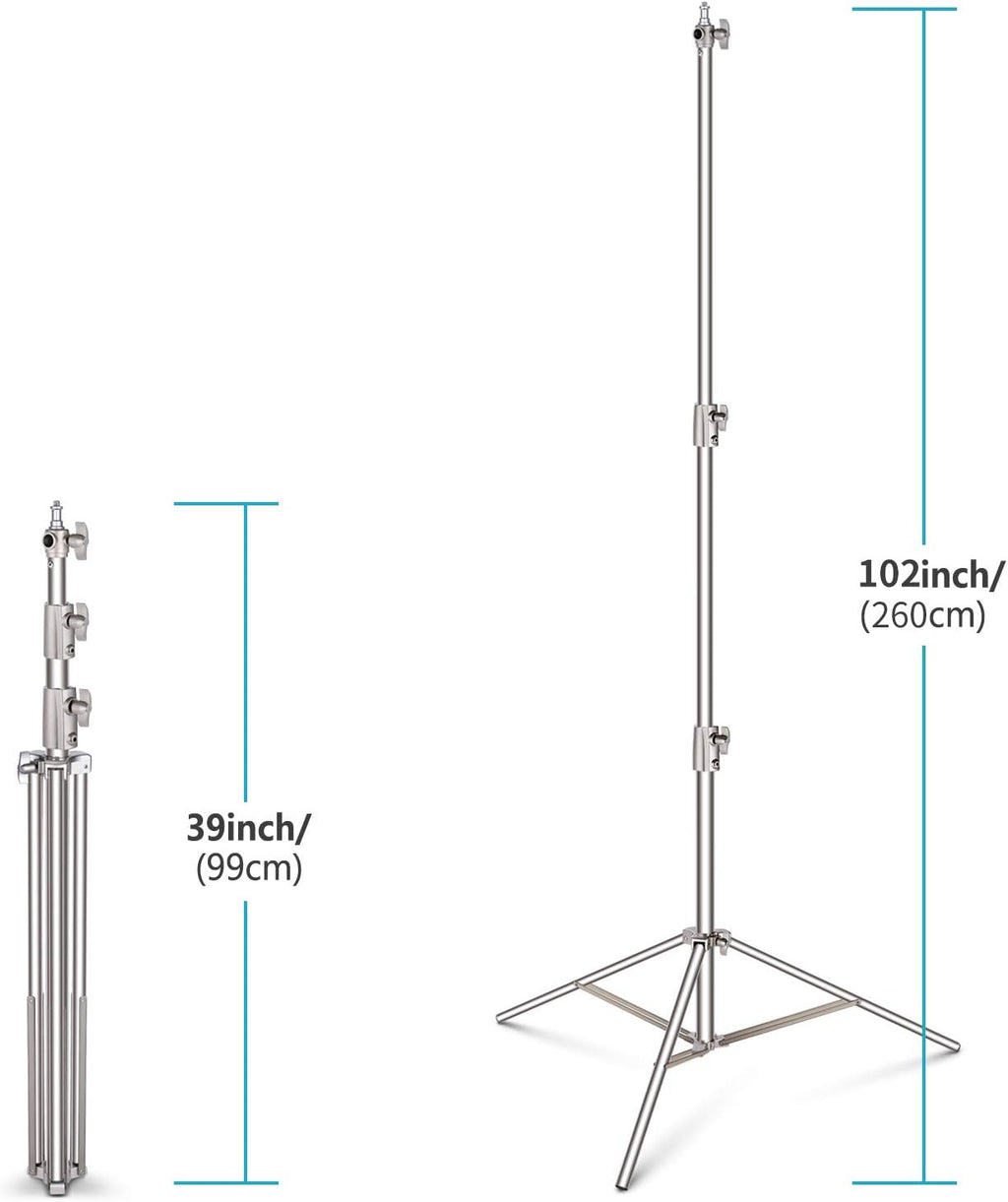 2 Pieces 260cm Stainless Steel Light Stand Kit with 1/4" to 3/8" Adapter L6366