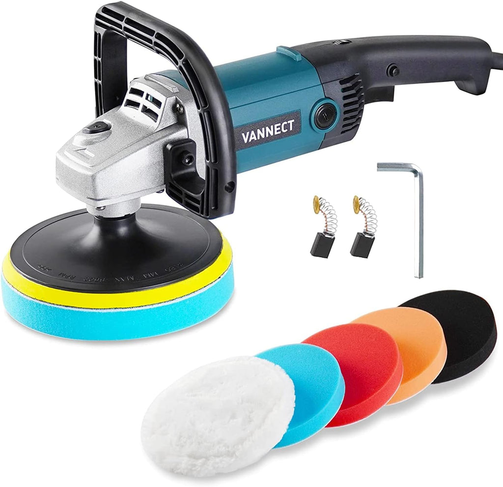 1200W 7-inch Car Polisher with 6 Variable Speed, 5 Foam Pads P8576