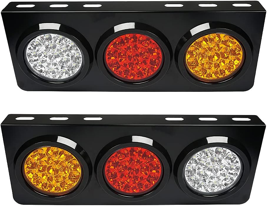 LED Truck Trailer Tail Lights with Iron Bracket Base, 48-LED, 2 PCS K3745