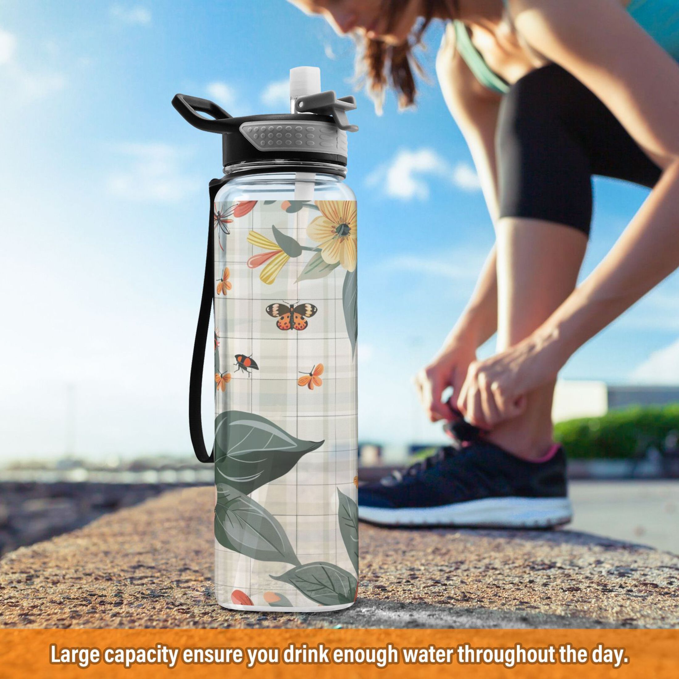 32oz Clear Triton Sports Water Bottle with Straw T76632