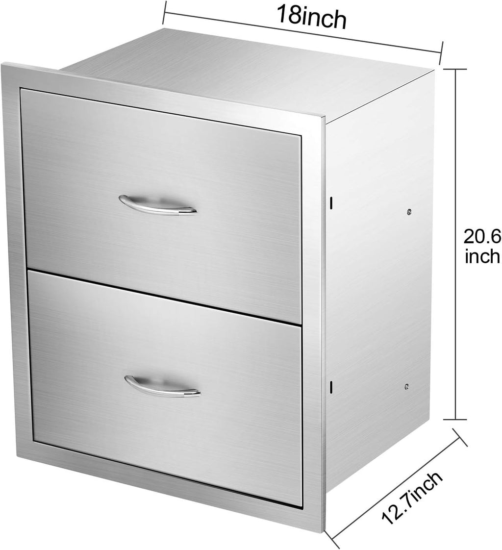 Stainless Steel 2-Layer Barbecue Drawers with Handles D395810