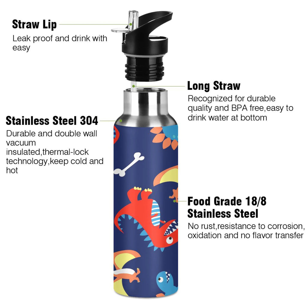 Stainless Steel Water Bottle with Straw Lid Vacuum Insulated 20 OZ I2608