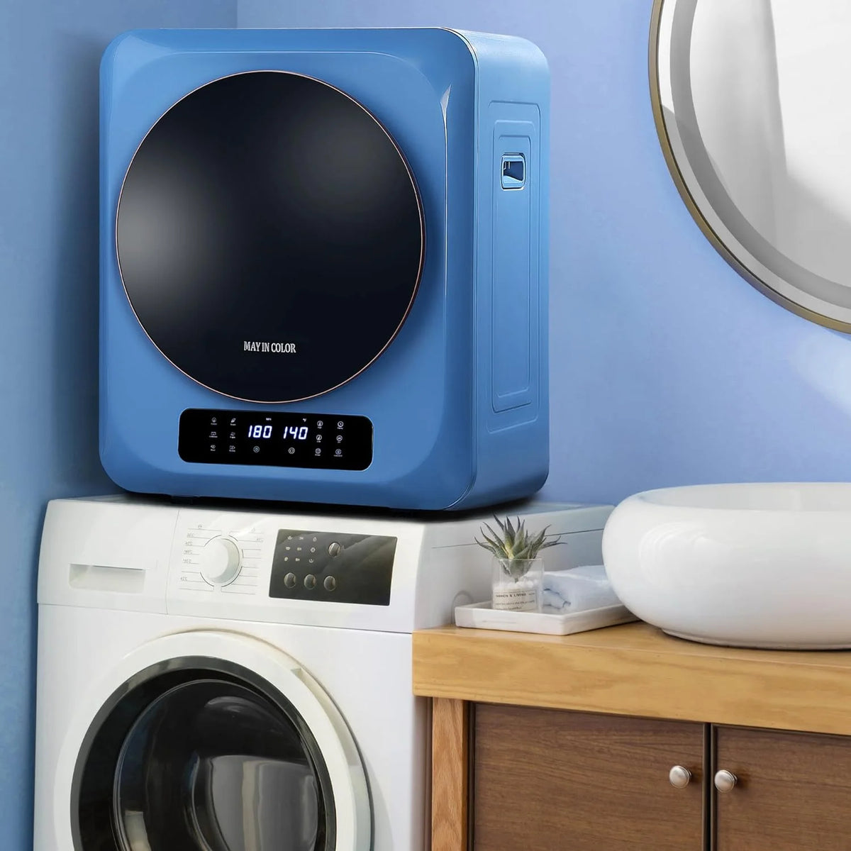 Compact Electric Dryer with Stainless Steel Drum Blue Q388680