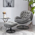 Gray Velvet Accent Chair with Ottoman H137546