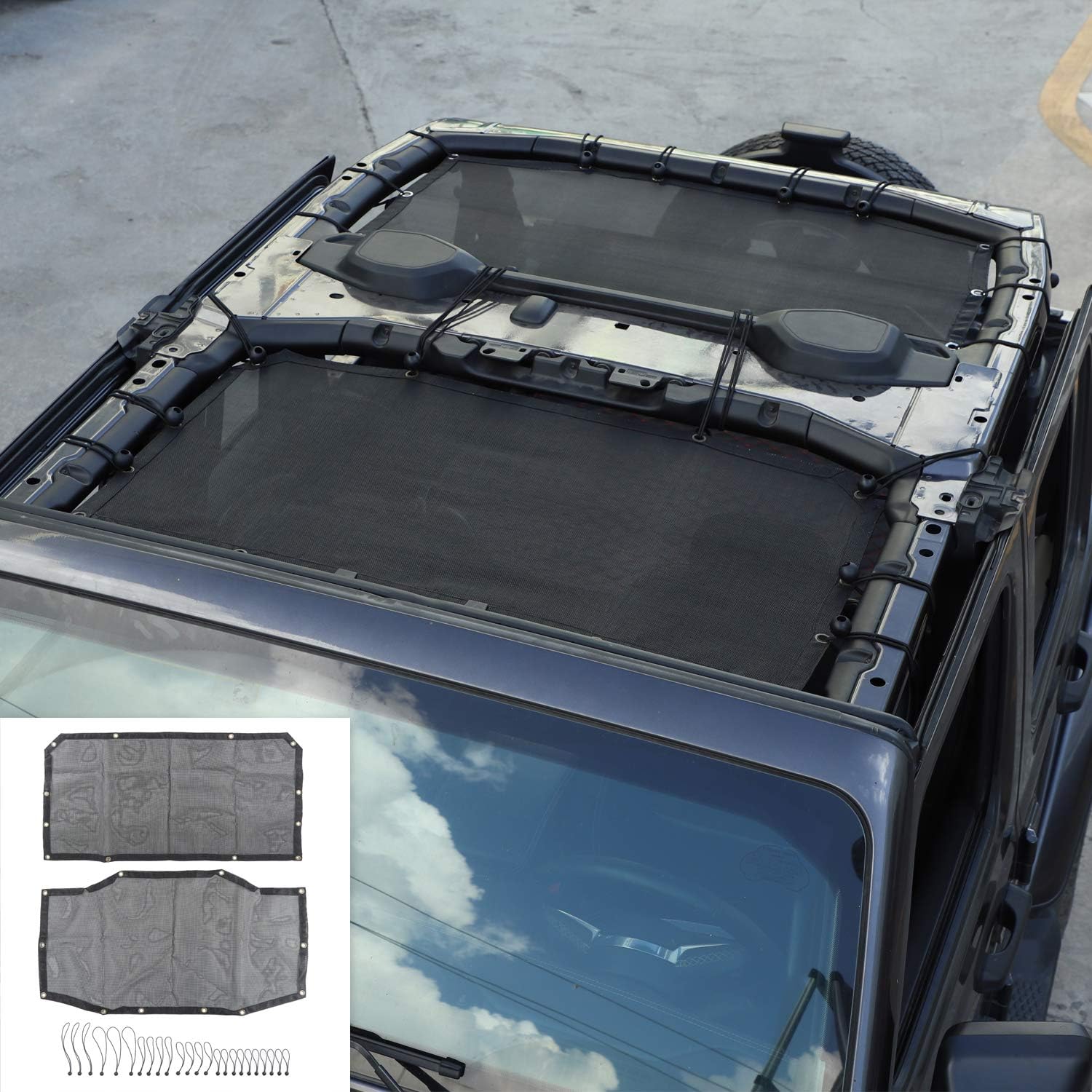 Sun Shade Mesh for Jeep Wrangler JL Unlimited 4 Door, 2 Pieces A842017