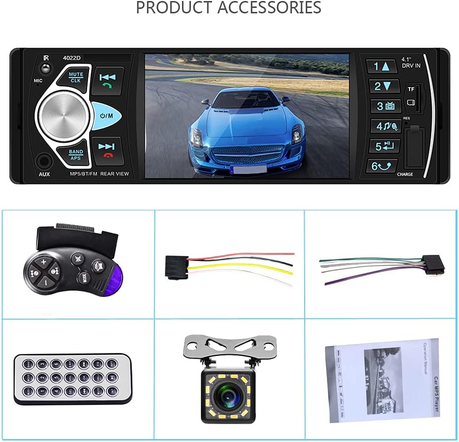 4.1 '' HD Screen Single Din Car Stereo with Bluetooth FM Radio Receiver A703