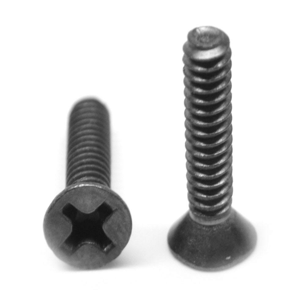 #10-24 x 1 1/2 Coarse Thread Machine Screw Phillips Flat Head Low Carbon Steel Black Oxide Y612869