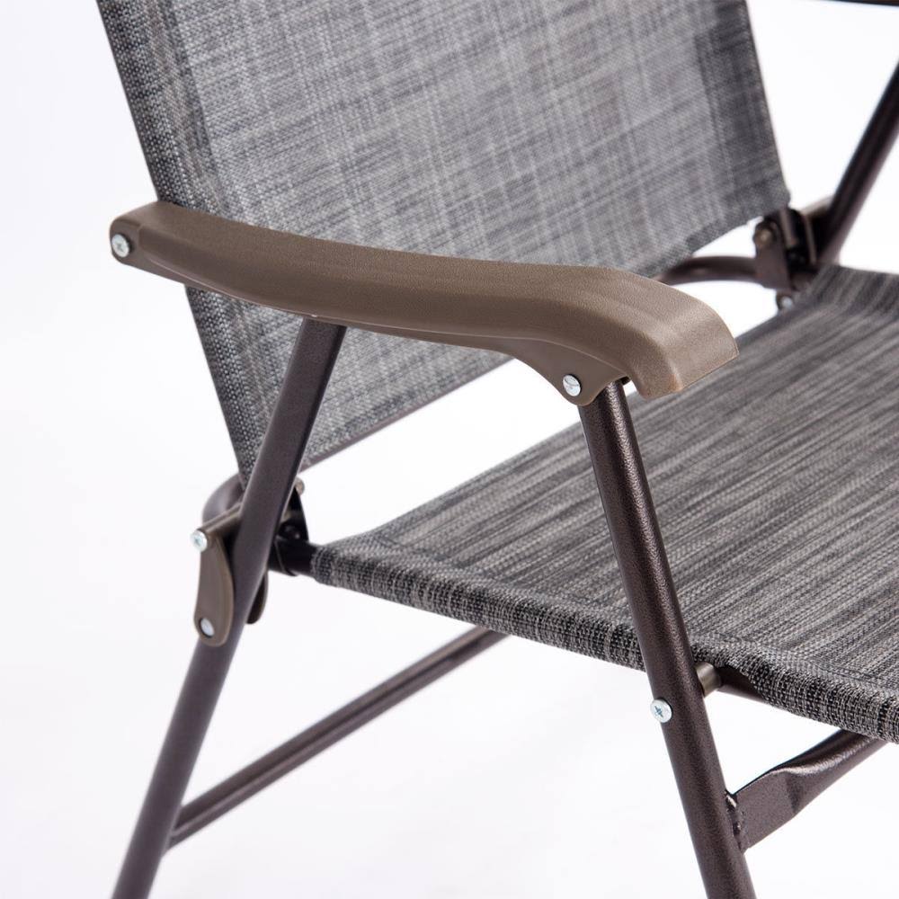Gray Steel Frame Patio Folding Sling Back Camping Deck Chairs J171