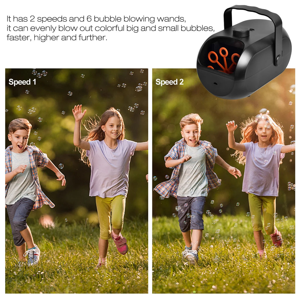 Portable Automatic Bubble Maker with 6 Bubble Wands Y30815
