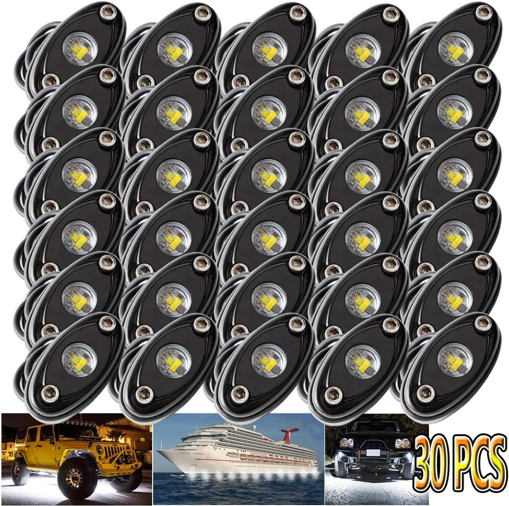 White 20PCS LED Rock Lights for Trucks Off Road Boat Car Auto ATV UTV SUV L4459
