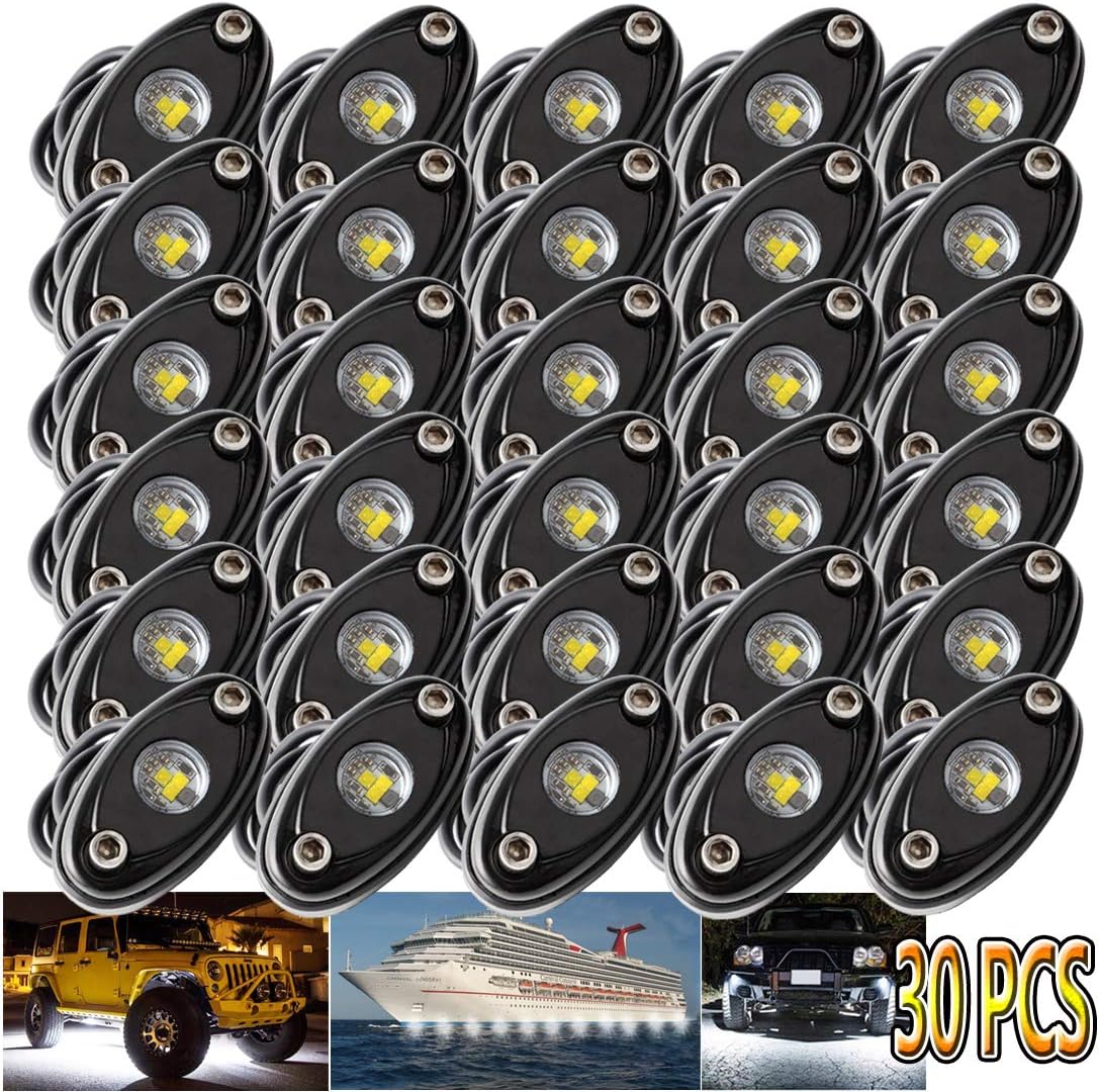 White 20PCS LED Rock Lights for Trucks Off Road Boat Car Auto ATV UTV SUV L4459