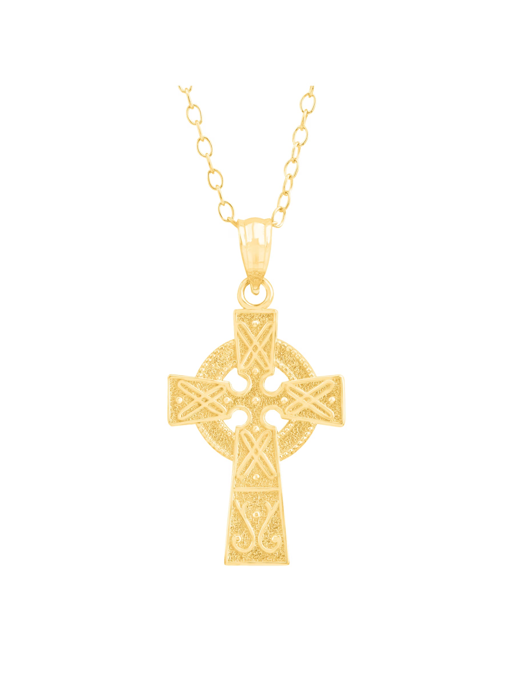 10kt Yellow Gold Celtic Cross Pendant Necklace Y691819
