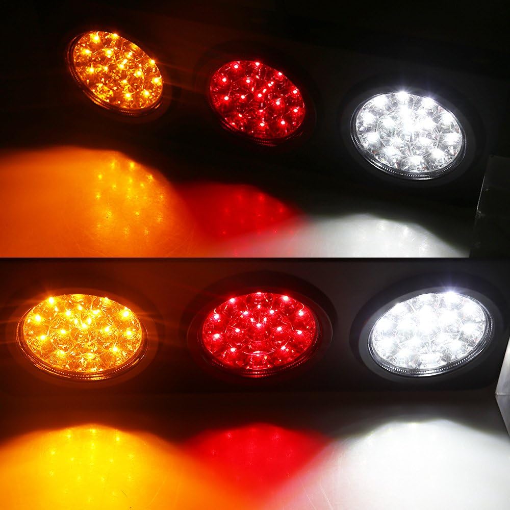 LED Truck Trailer Tail Lights with Iron Bracket Base, 48-LED, 2 PCS K3745