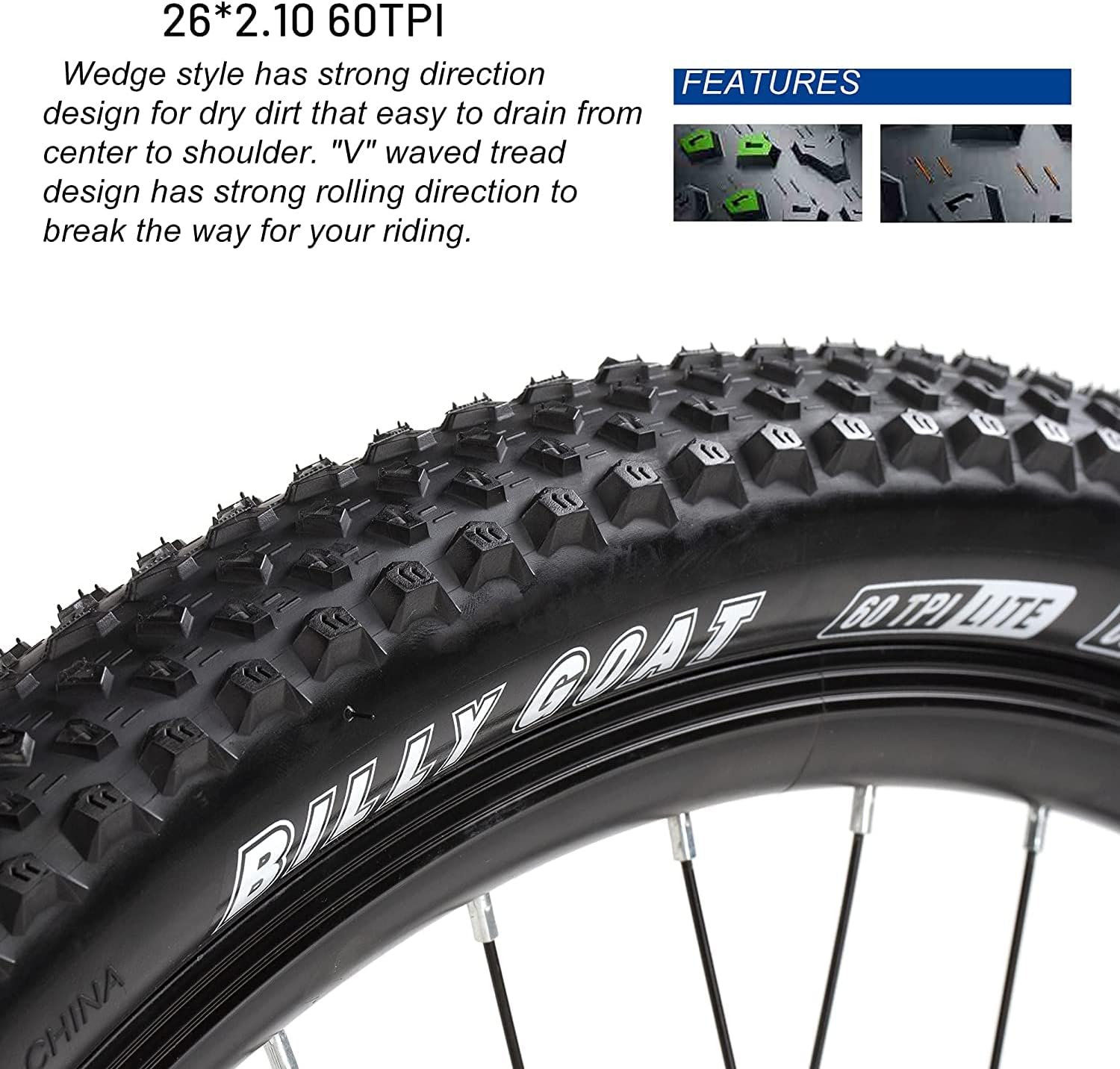 2 Pack Foldable Replacement Mountain Bike Tire 26 27.5 29x2.125 X33486