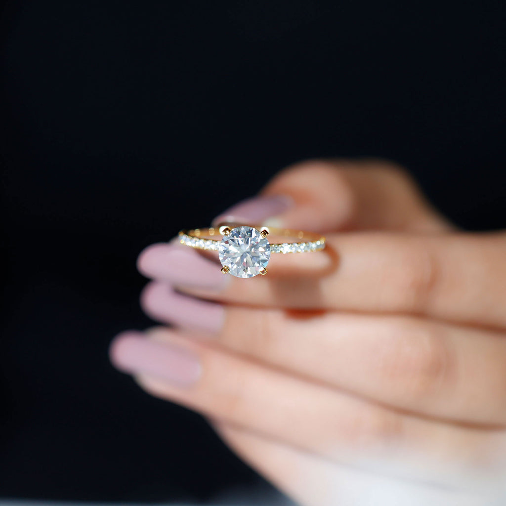 14K Yellow Gold Moissanite Solitaire Engagement Ring K8507