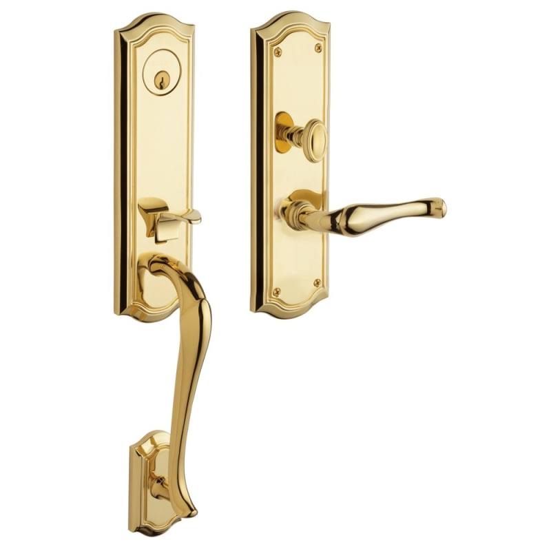 Lifetime Polished Brass Left Hand Dummy Entry Handleset H584