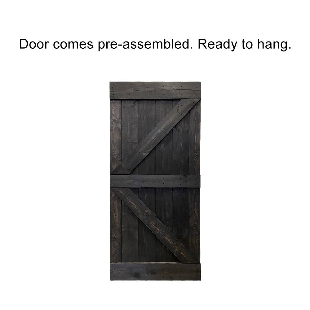 Jungle Green Stained Wood Interior Sliding Barn Door with Hardware Kit K675