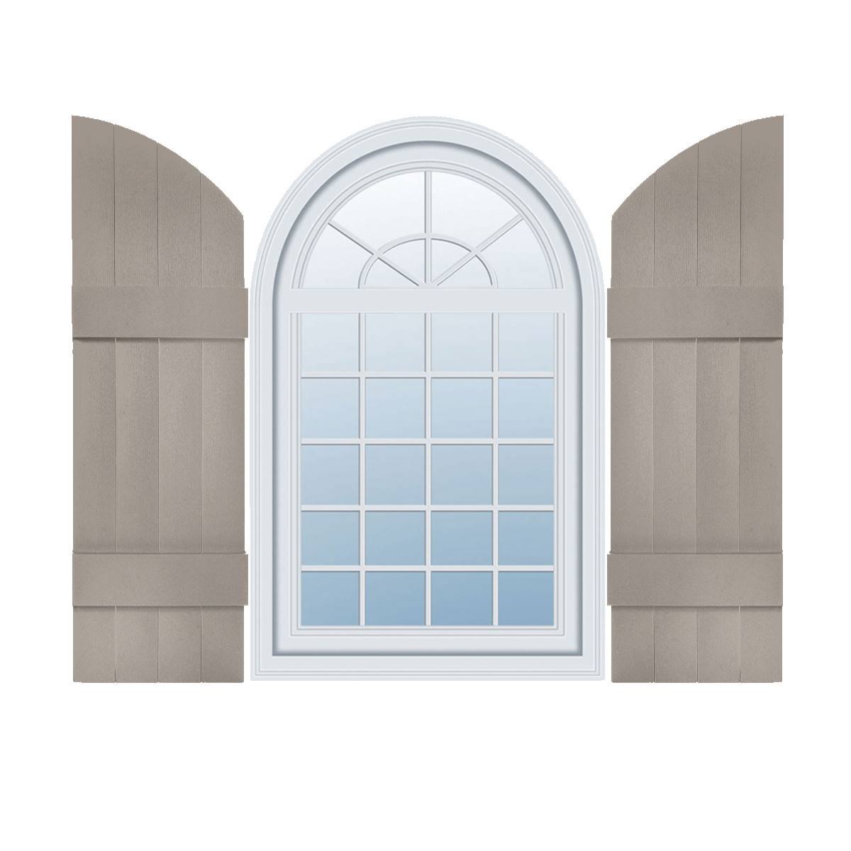 14 inchw x 61 inchh Vinyl Four Board Joined Arch Top Shutters R639814