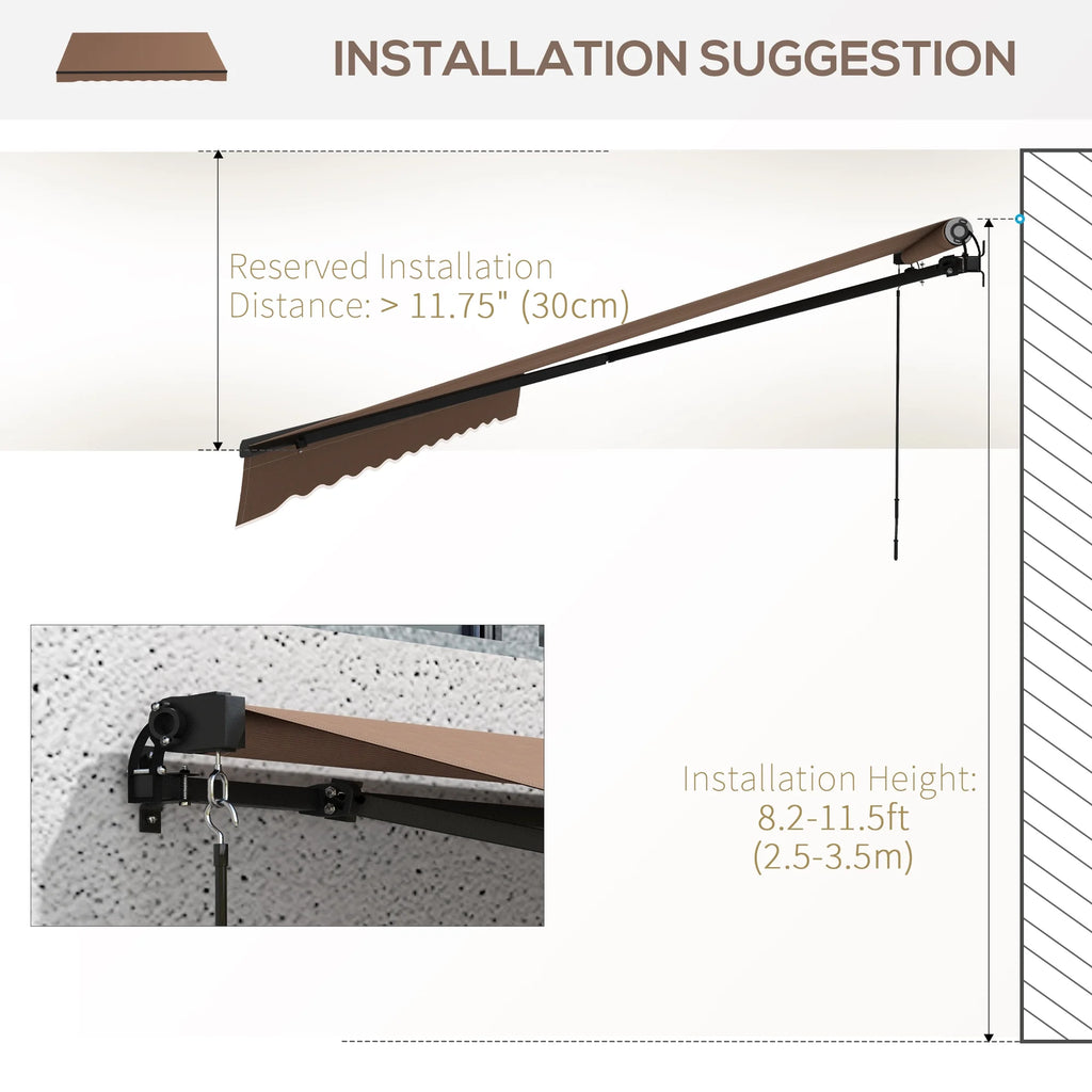 Coffee Patio Retractable Awning Sunshade Shelter J51276