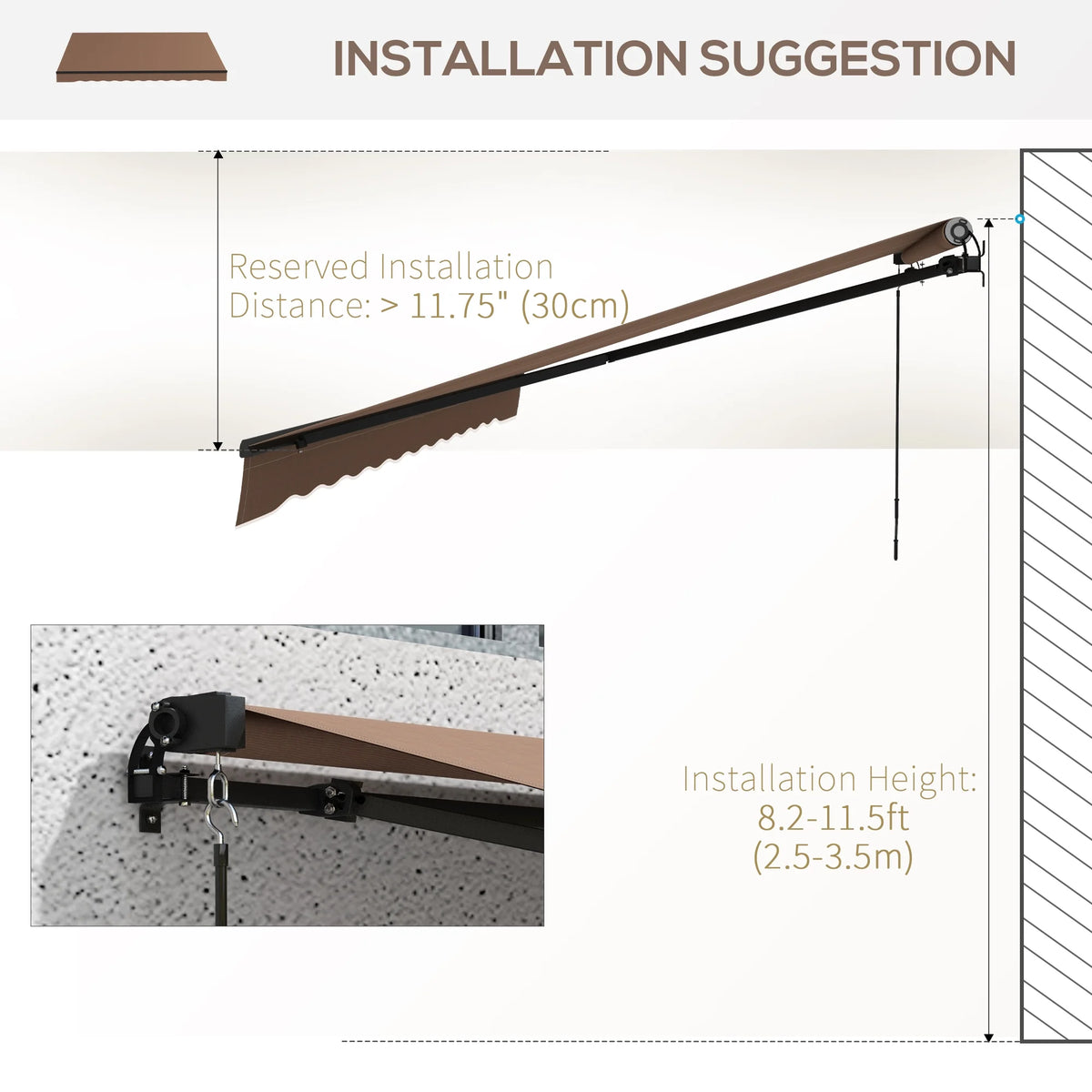 Coffee Patio Retractable Awning Sunshade Shelter J51276