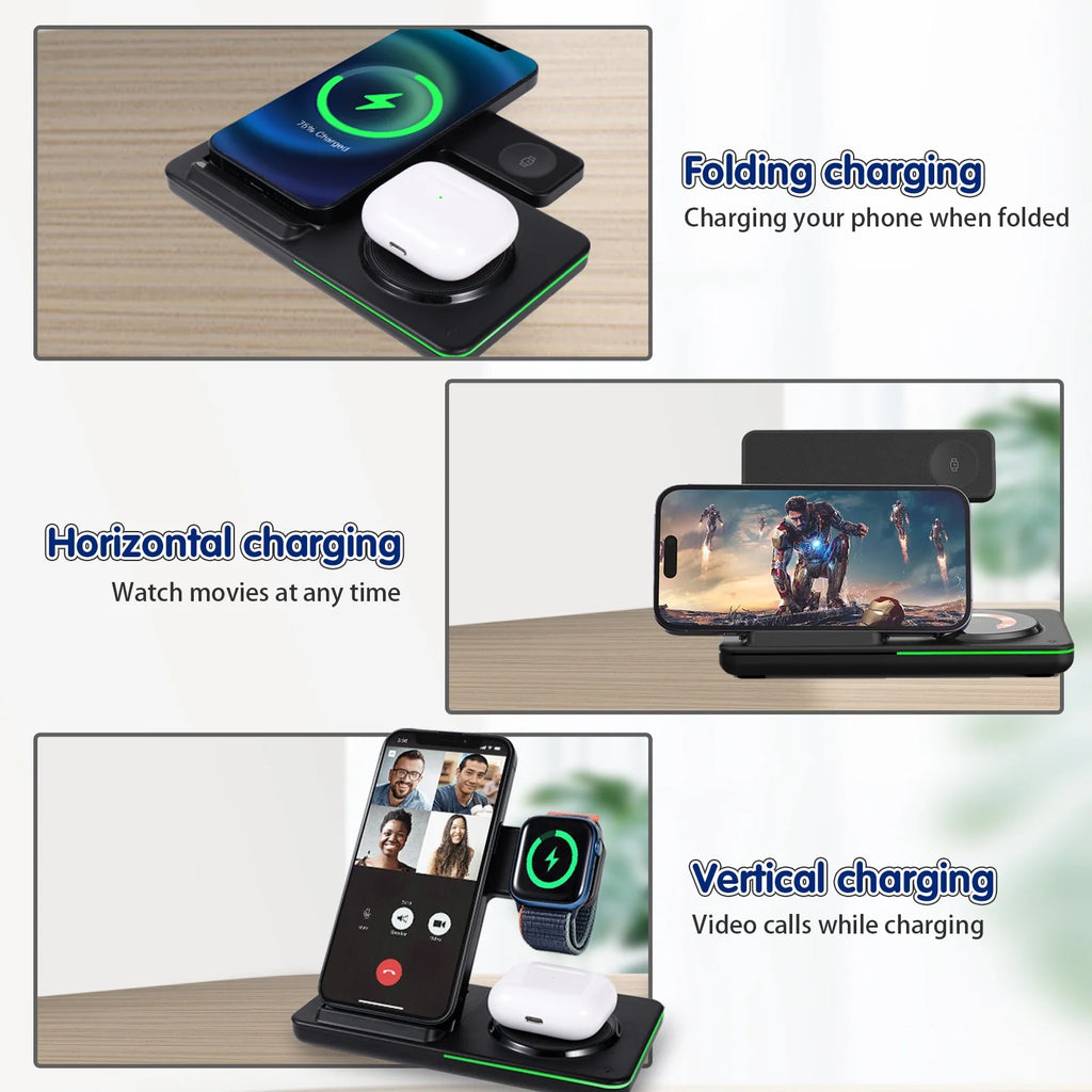 White 18W Foldable Wireless Charging Station A3353