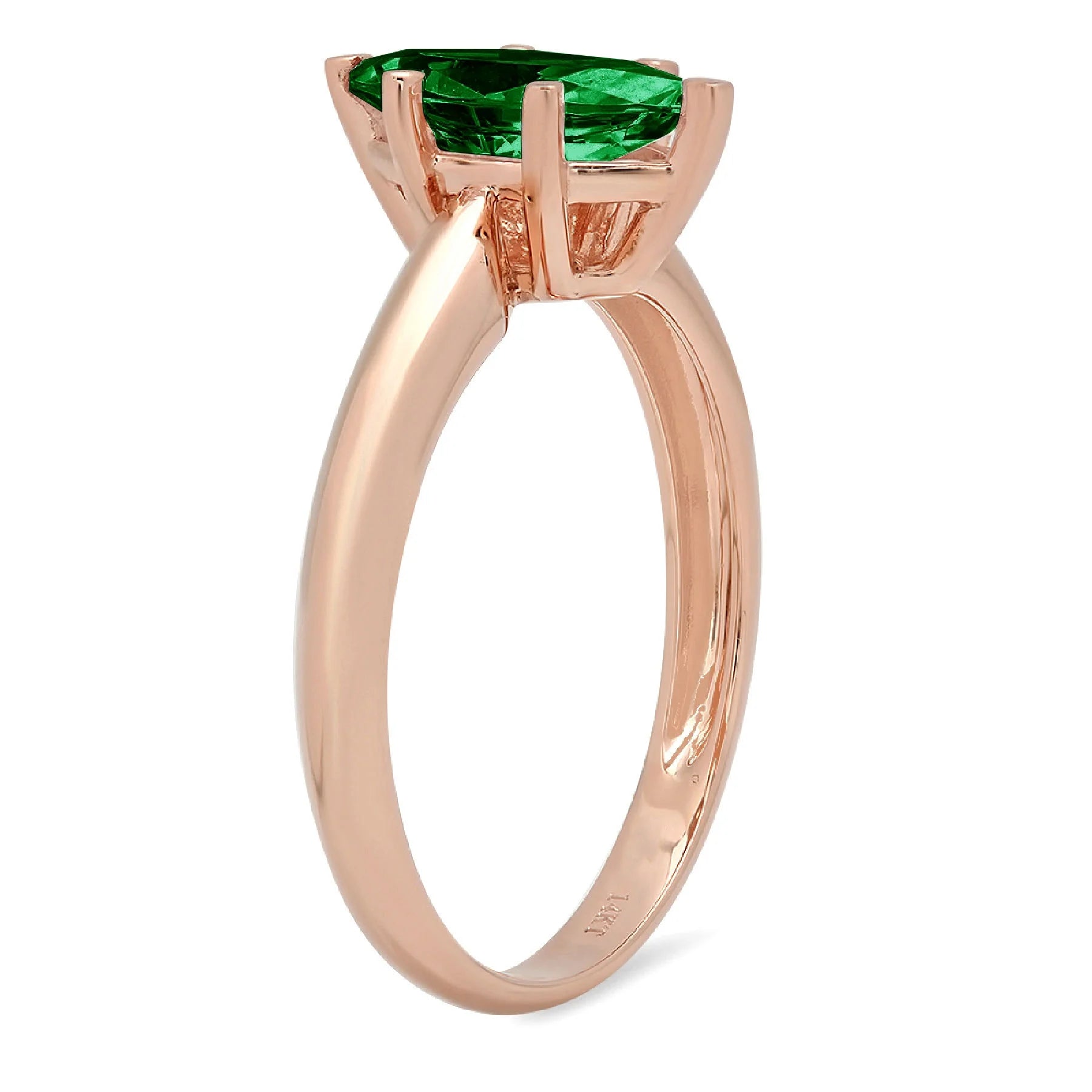 1ct Marquise Cut Green Simulated Emerald Solitaire Ring Q3608