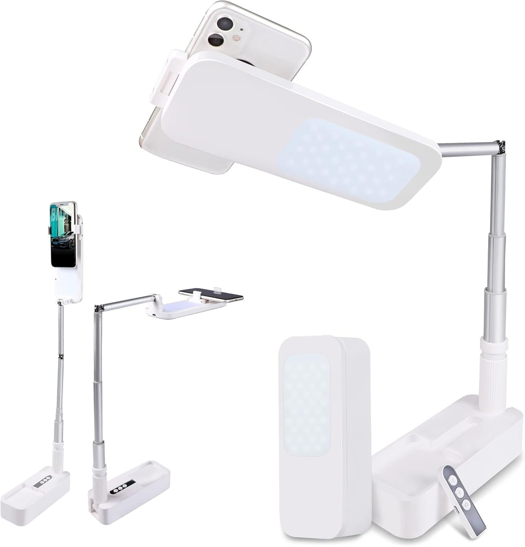 Foldable Phone Holder with LED Light, 360° Rotation, 44 Inch Stand, Pack of 2 Q15942