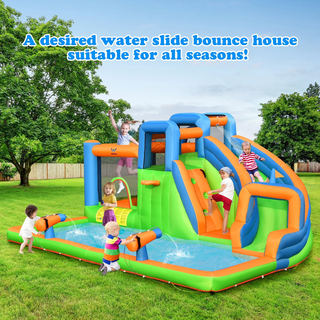 Inflatable Water Slide Bounce Castle with Dual Climbing Walls & 750W Blower A619
