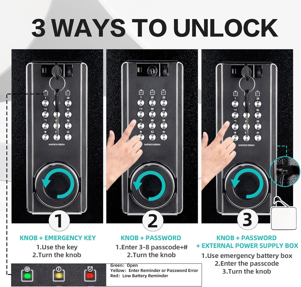 2.05 Cub Security Safe with Digital Keypad Fireproof Safe with Inner Cabinet LED Light W633