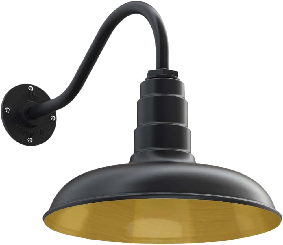 Green Steel Dome Gooseneck Barn Light K86855