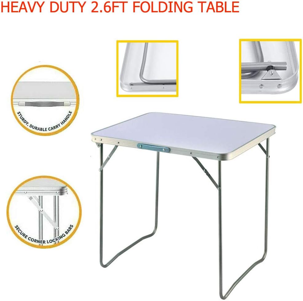 White 4ft Heavy Duty Folding Camping Table with Carry Handle O738