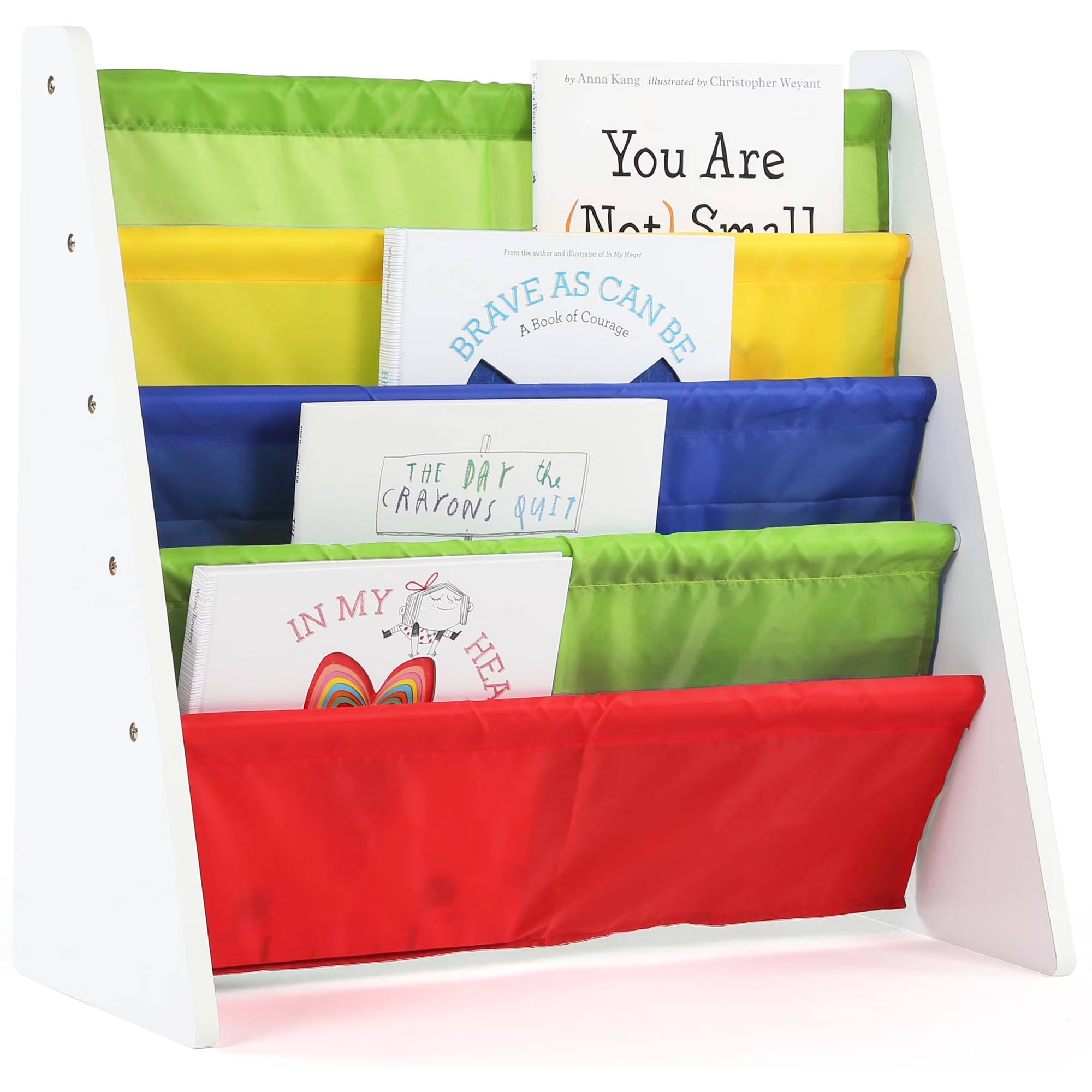 Kids Book Rack with Fabric Sling Sleeves W9016