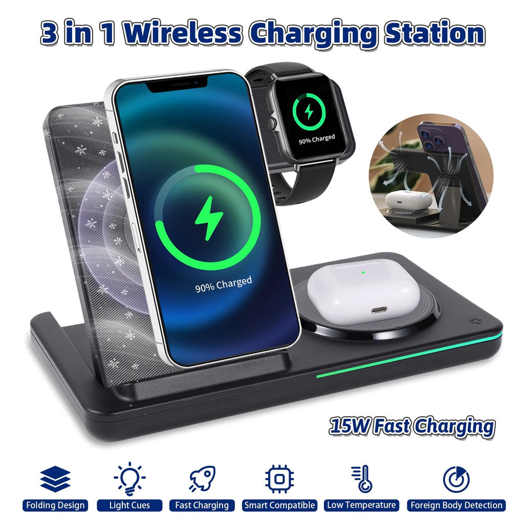 White 18W Foldable Wireless Charging Station A3353