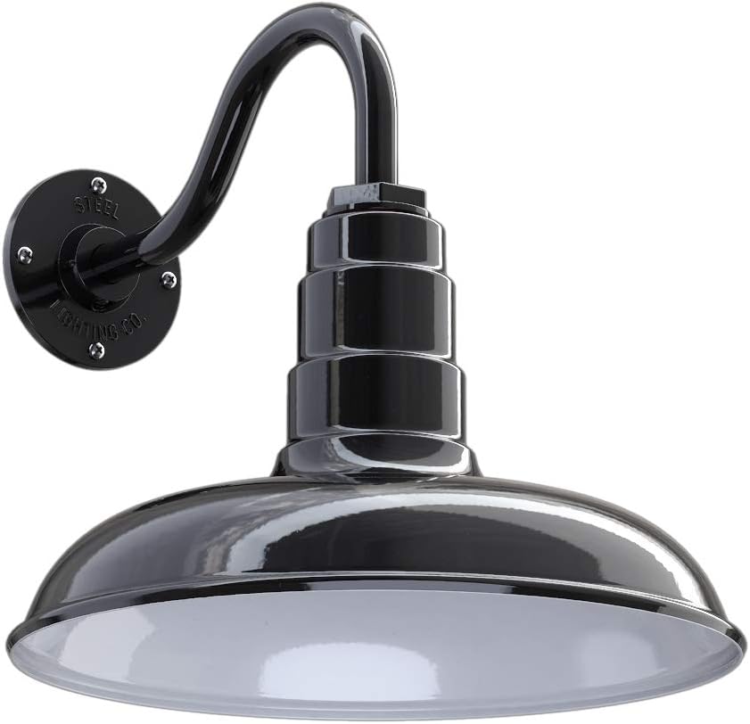 Green Steel Dome Gooseneck Barn Light K86855
