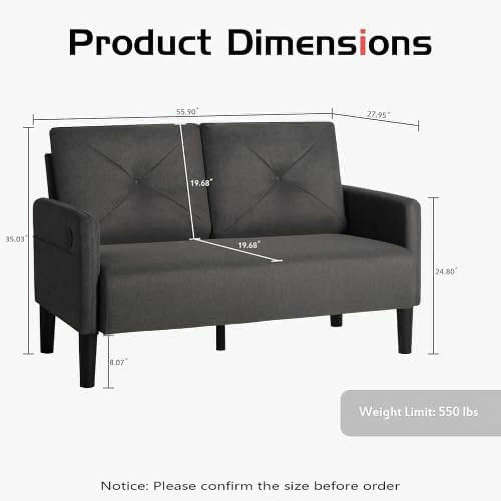 56" Tufted 2 Seater Sofa with Charger Port A927