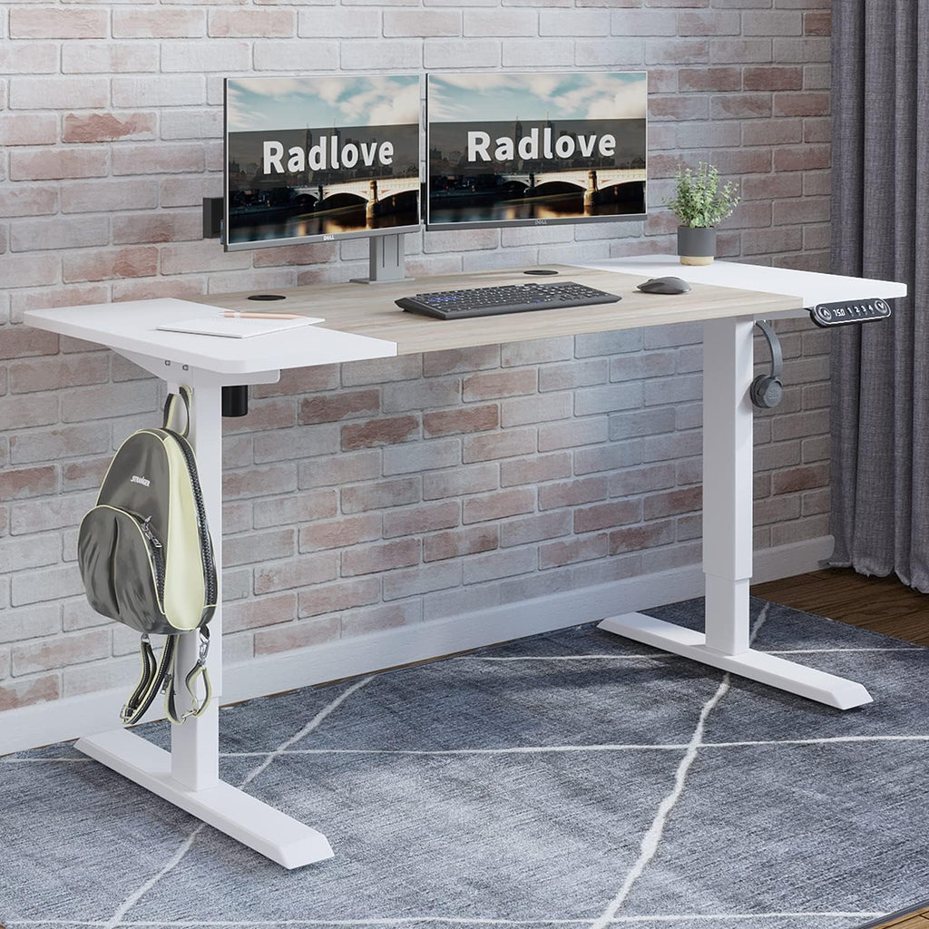 Rustic Brown Black Frame Electric Standing Desk 48 x 24 Inches Y8963