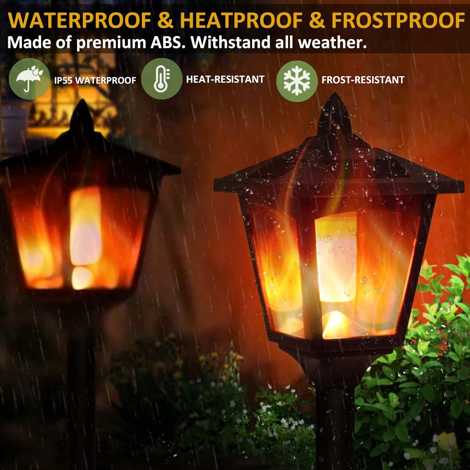 Solar Torch Light with Flickering Flame, IP55 Waterproof Solar Powered - 4 Pack S2741
