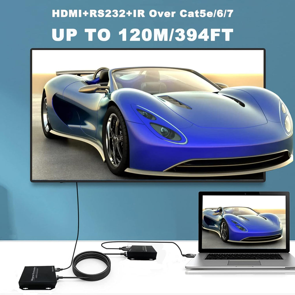 4K HDMI Extender Over Ethernet Cat5e/6/7, HDMI Balun Over IP Gigabit Switch, IR Control, Bidirectional RS-232, EDID Pass-Through HDMI Transmitter Receiver Kit W1968